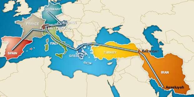Газопроводы ирана карта