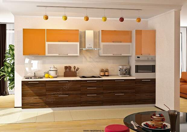 оформление интерьера кухни, цвета для кухни, кухни разных цветов, желтые, красные, коричневые, оранжевые, серые, дизайн интерьера кухни