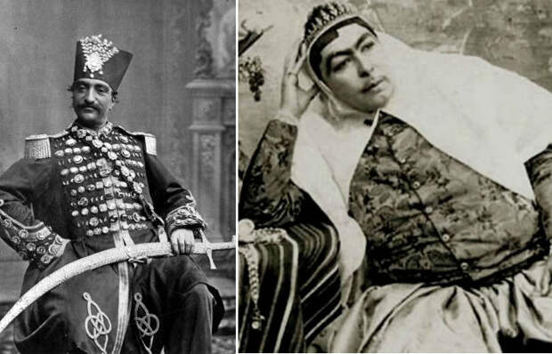 Насер ад-Дин Шах Каджар и его любимая жена Анис аль-Долех.