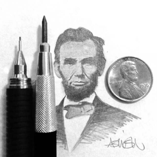 Миниатюрные рисунки знаменитостей, нарисованные карандашом, которые невозможно отличить от фотографи карандаш, рисунки