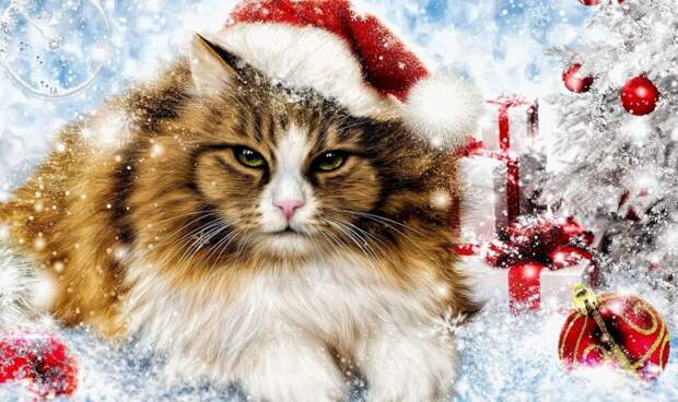 Кот 2023 — символ Нового года в картинках и вытынанках (трафаретах и шаблонах)