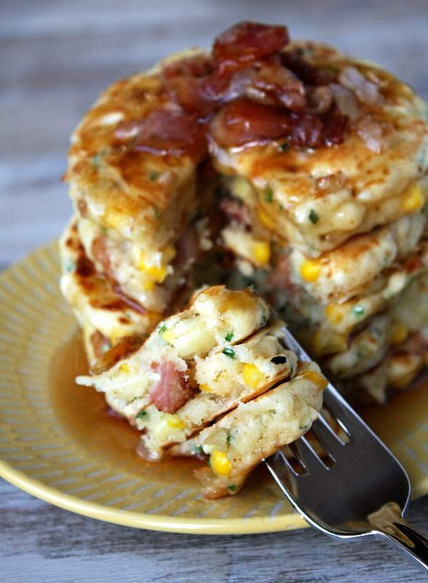3. Оладьи с беконом и кукурузой бекон, рецепты, свинина