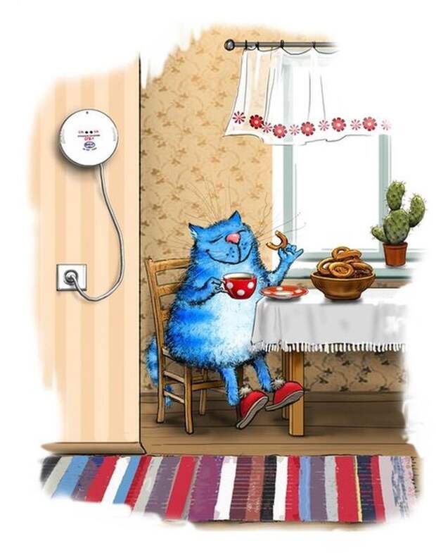 Синие коты художницы Ирины Зенюк кот, рисунок