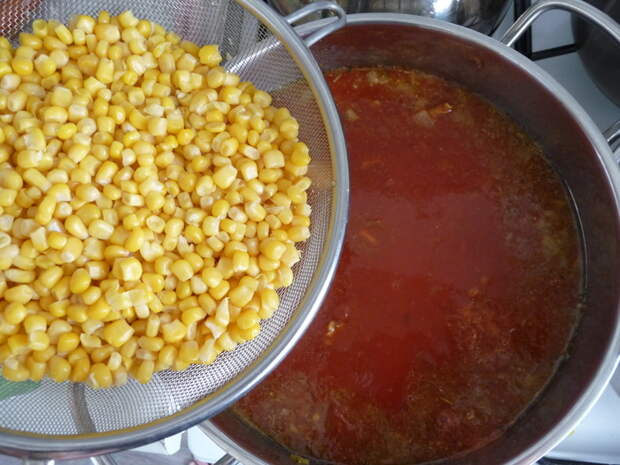 Томатный суп с мясом, фасолью и кукурузой рецепт, суп, длиннопост