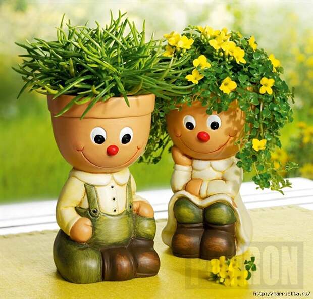 украшение для сада. куклы из цветочных горшков (14) (660x631, 332Kb)