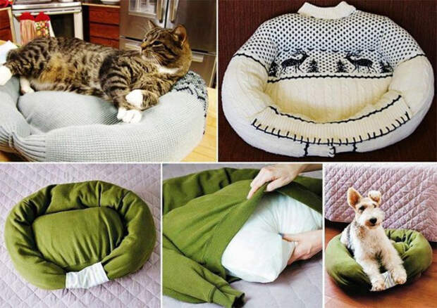 лежанка из свитера
