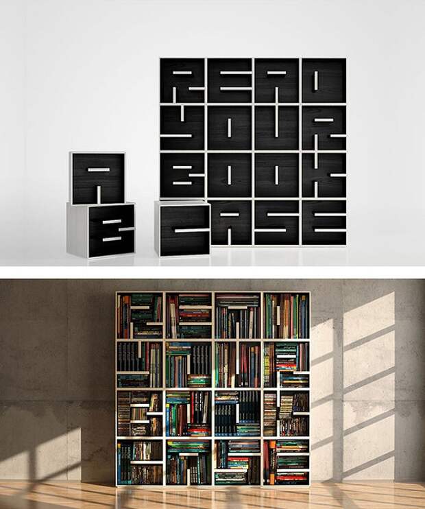 Креативные книжные полки. Фото