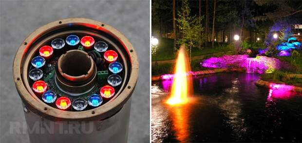 Как организовать подсветку фонтанов, бассейнов и водоемов