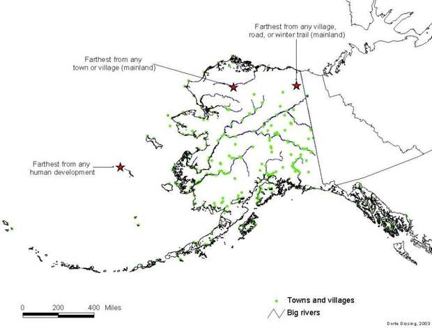 Аляска Самый большой и самый пустой штат Америки. Островок Сент-Мэтью, входящий в состав Аляски, находится невероятно далеко от любого человеческого поселения. Песцы, полевки, пара видов змей и больше ничего.