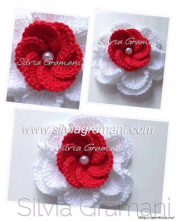 Silvia Gramani flor de crochê vermelha e branca II (560x700, 267Kb)