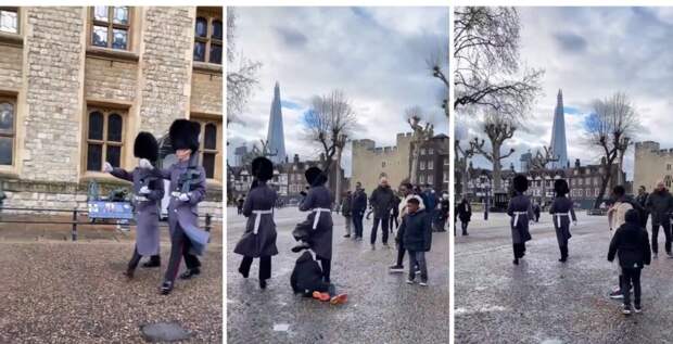 В Лондоне гвардеец во время марша прошелся по ребенку, который не успел отойти с его пути (видео)