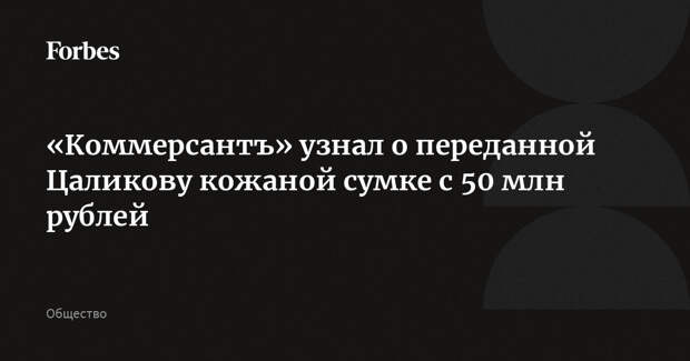 «Коммерсантъ» узнал о переданной Цаликову кожаной сумке с 50 млн рублей