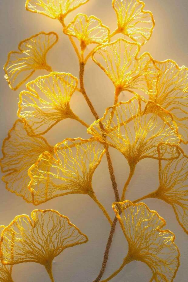 Little Ginkgo studies: Embroidered artwork by Meredith Woolnough: 