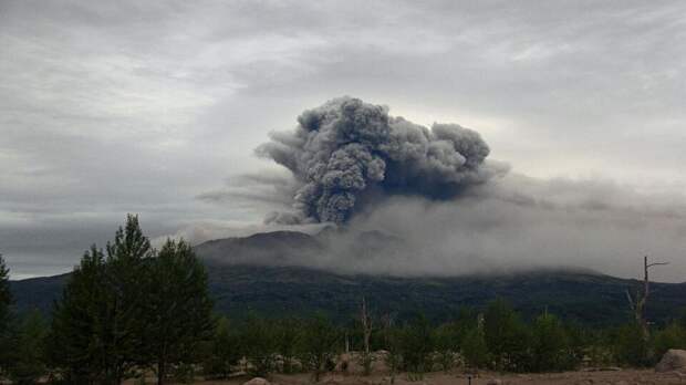 Вулкан Шивелуч на Камчатке выбросил пепел на высоту 7 км над уровнем моря