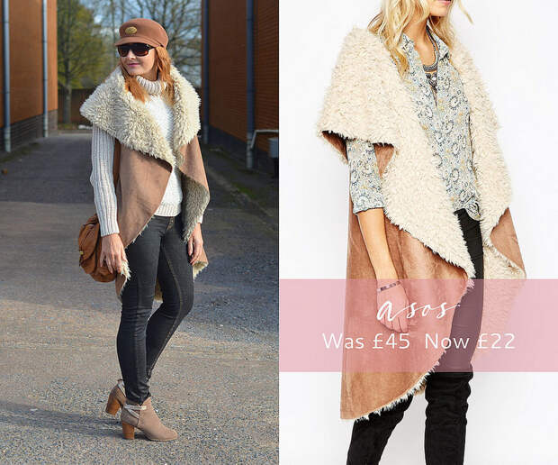 January 2016 Sales | ASOS shearling & suede drape gilet