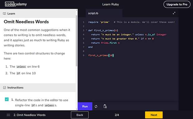 Codeacademy is both an IDE and a classroom for code