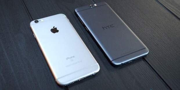 Тыльные части HTC One A9 и iPhone 6s