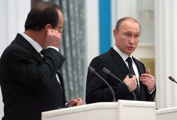 Франсуа Олланд и Владимир Путин на пресс-конференции в Кремле. 26 ноября 2015
