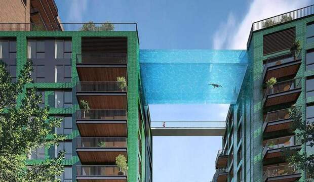 9. Проект стеклянного бассейна между двумя зданиями в Лондоне. Бассейн будет построен в первой половине 2017 года. интересное, фото