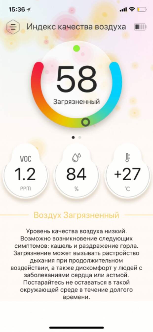 Индекс качества воздуха Atmotube 2.0. Индекс качества воздуха