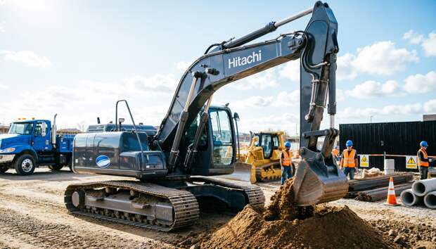 Новый электрический экскаватор Hitachi может работать сутками без остановки