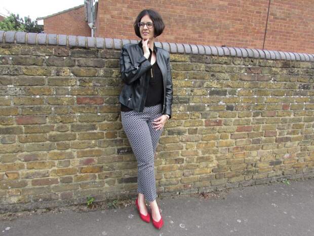 cigarette trousers and biker jacket cigarette trousers and biker jacket