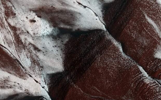 Спектральные данные с зонда MRO помогли планетологам доказать, что на экваторе Марса периодически возникают своеобразные ручьи из жидкой, но очень…