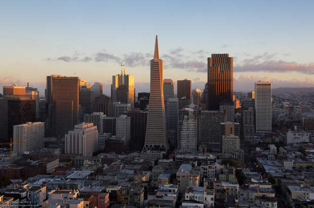 Вид на центр Сан-Франциско с башни Койт