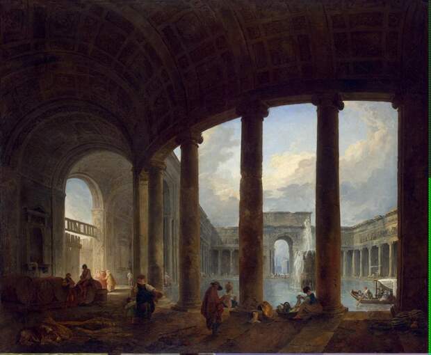 Robert Hubert - Pool Surrounded by a Colonnade (Villa Giulia ) - GJ-9609