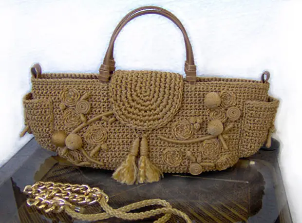 Сумка вязаная. Сумки из жгута. Украшение сумки крючком. Украшение сумки крючком. Сумка крючком.