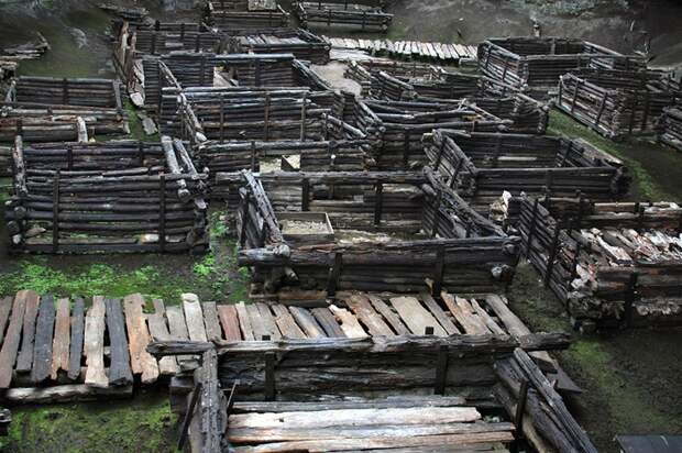 Обтёсанные брёвна 13 века, современный вид. /Фото: wikipedia.org