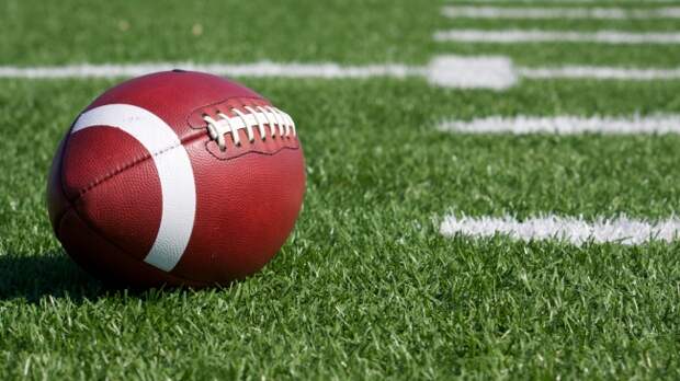 A football on the field.