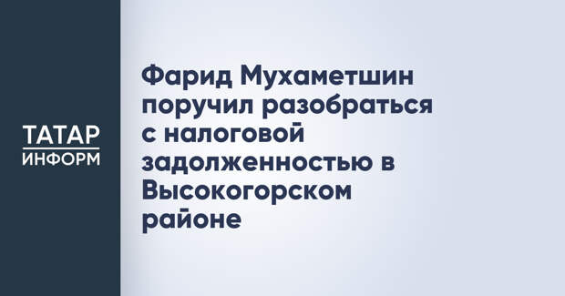 Фарид Мухаметшин поручил разобраться с налоговой задолженностью в Высокогорском районе