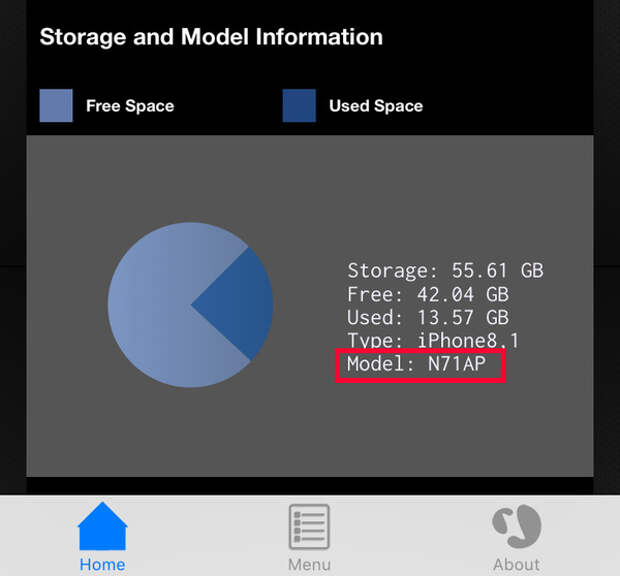 Информация о модели процессора iPhone 6s в Lirum