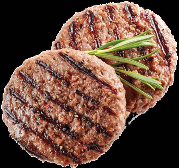 A photo of two grilled burger patties.