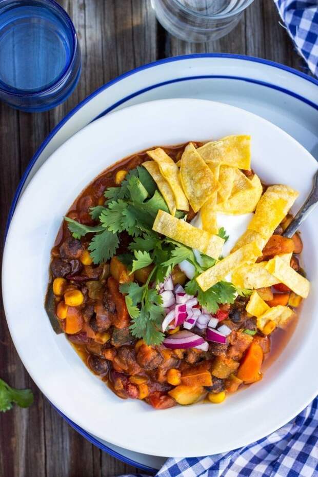 Three Bean Loaded Vegetable Chili