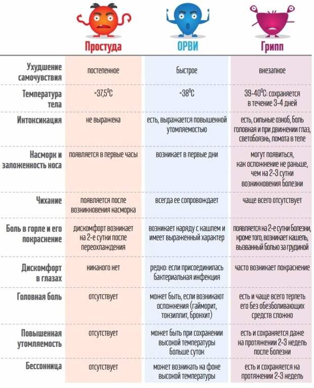 Несколько главных отличий между простудой, гриппом и ОРВИ ОРВИ, грипп, здоровье, простуда