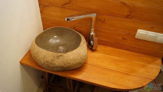 Столешница в ванную, деревянная столешница для ванной, каменная раковина на столешнице