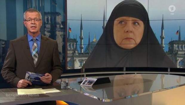 Немецкий телеканал оскандалился, изобразив Меркель в хиджабе