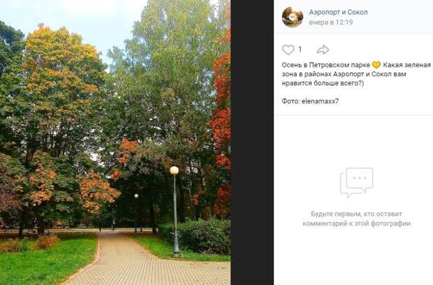 Фото дня: Петровский парк в осеннюю пору