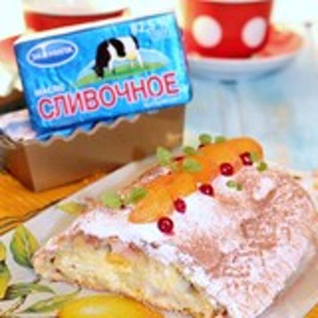 Сливочно-творожный рулет с фруктовой начинкой