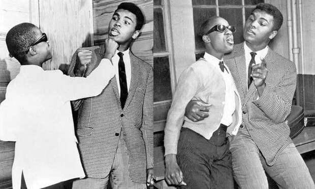 13-летний Стиви Уандер и 21-летний Мохаммед Али, 1963 13-летний Стиви Уандер и 21-летний Мохаммед Али, 1963 дети, известность, история, фото