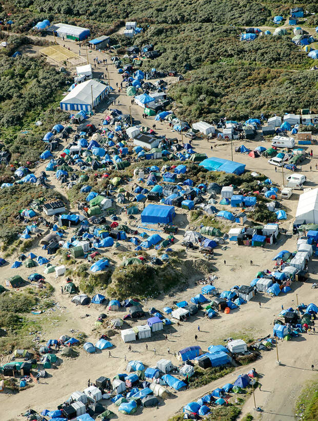 An aerial picture taken on October 8, 2015 shows the 
