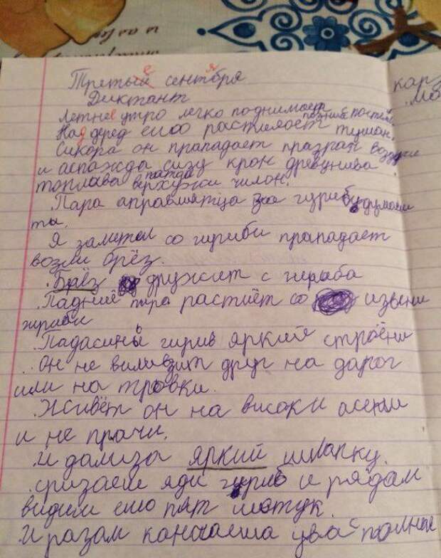 Диктант шестиклассника  учительница, школа, диктант