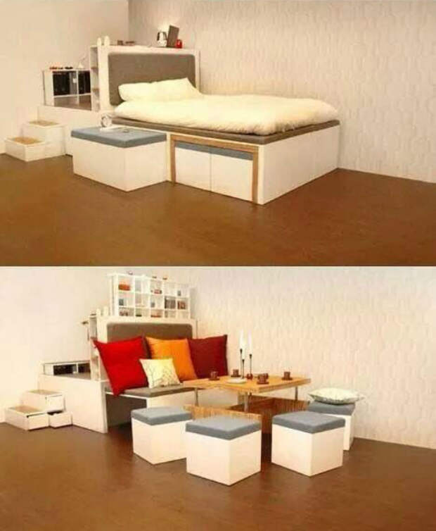 Кровать, которая превращается в обеденный уголок.