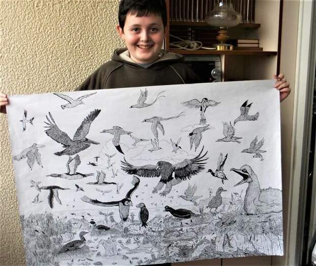 В 9 лет Душан Кртолица, животные, искусство, рисунок, талант, художник