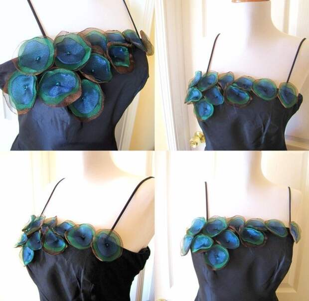 Ручной работы из органзы сшить на цветочных аппликаций (20 шт) - павлиньи перья