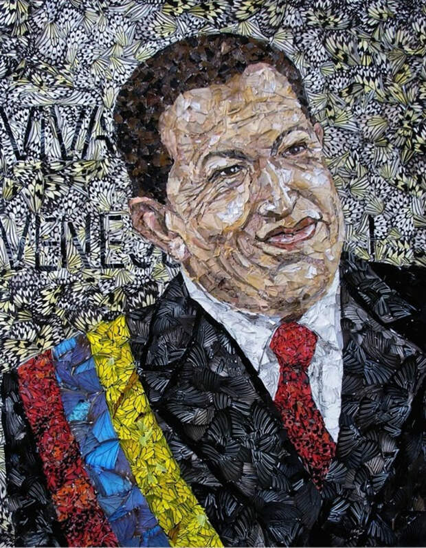 Портрет Уго Чавеса  из крыльев бабочек
