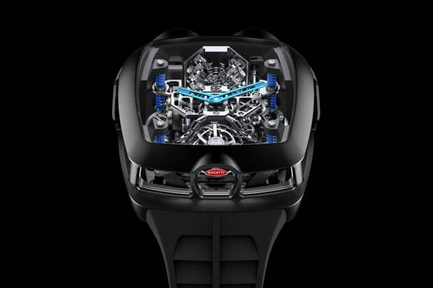 Необыкновенные часы с миниатюрным 16-цилиндровым двигателем от Bugatti Chiron