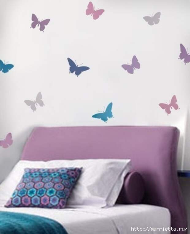 Порхающие бабочки в интерьере. Трафареты для стен и потолка (12) (405x500, 64Kb)